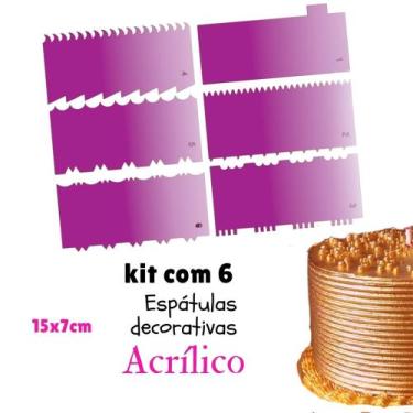 Imagem de KIT 6 ESPÁTULAS DECORATIVAS PARA BOLO 15X7 CM CONFEITARIA  ES3 (1 a 6)