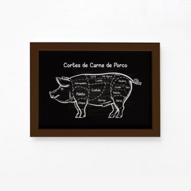 Imagem de Quadro Churrasco Cortes Brasileiros Suíno Moldura Marrom 22 - Quartinh