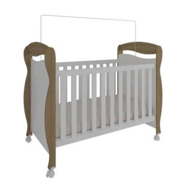 Imagem de Berço Peroba Junior  Americano  Branco com Carvalho Infantil
