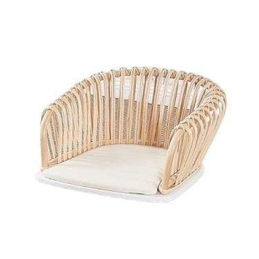 Imagem de GRFIT Cadeira de chão portátil, cadeira tradicional de tatame sem pernas de vime com apoio de braço e encosto, cadeira de assento baixo com almofada confortável, para janela de sacada, escritório