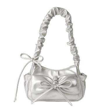 Imagem de ALWY Bolsa Feminina Média Ombro Transversal Tiracolo Couro Com Zíper, Social, Moda, Blogueira, Casamento, Presente (Prateado)