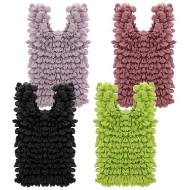 Imagem de ZJRDYYK Pacote com 4 sacolas de compras reutilizáveis, sacolas de compras de poliéster, lavável na máquina, sacola de compras dobrável para compras diárias