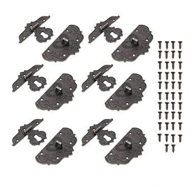 Imagem de 6 peças de fivelas de bloqueio de caixa, fechaduras de caixa de madeira antiga, vintage, fecho de trava com parafusos