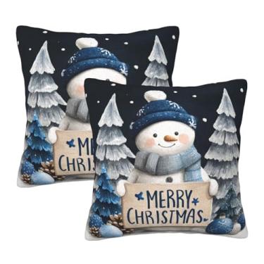 Imagem de DADABULIU Capas de almofada, boneco de neve, Natal, preto, festivo, decorativas, com zíper oculto, 45,7 x 45,7 cm, conjunto de 2 estampas macias frente e verso para sofá-cama, sofá, férias, decoração