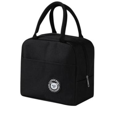 Imagem de Bolsa Térmica Preta com Alças Duplas – Isolamento Interno Compacta e Elegante para Marmita Viagem ou Trabalho