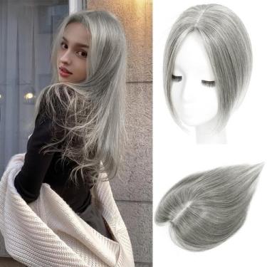 Imagem de Toppers de cabelo OLLAVO Real Human Hair 360, franja 3D, cinza, mulher