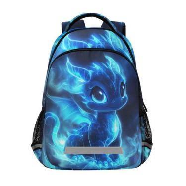 Imagem de Mochila WEVIBOFU Cute Blue Glowing Dragon para crianças de 6 a 12 anos