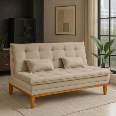 Imagem de Sofá Cama Casal 2 Lugares Reclinável Melim Suede Para Sala de Estar Ca