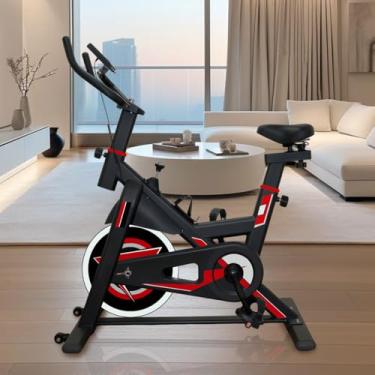 Imagem de Bicicleta Ergométrica Spinning 5kg Volante Estofado PU com Monitor (Vermelho)