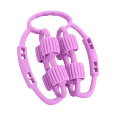 Imagem de Kokiya Rolo de massagem para pernas, portátil, multifuncional, manual, prático, rolo para coxas com 8 rodas para exercícios em academias e ambientes internos, Roxo