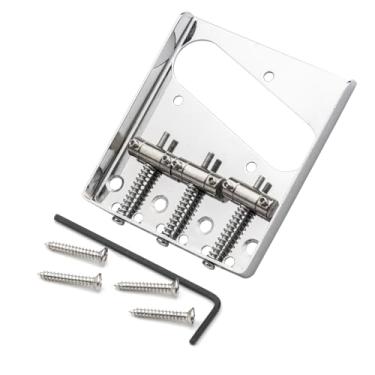 Imagem de DIAO79NI Ponte para guitarra elétrica TL de 6 cordas com 3 selas e placa de aço – Compatível com guitarra estilo Squier e Import Tele, cromada