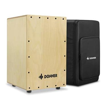 Imagem de Donner Cajon Box Drum, instrumento de percussão tamanho completo com cordas com bolsa, caixa de batida de bétula, tambor cajon com mochila com alças ajustáveis duplas DCD-1
