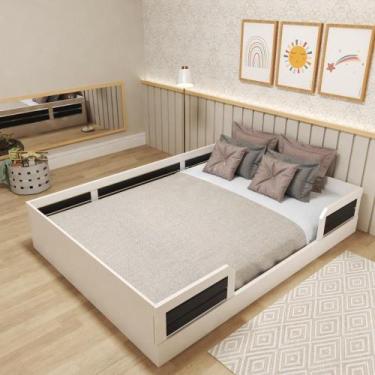 Imagem de Cama Montessoriana Casal Infantil Zoe Branco/Preto - Bramov Móveis