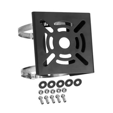 Imagem de menolana Suporte de câmera de segurança vertical para poste, fácil de instalar, suporte de metal de aço para iluminação de parede LED interna e externa, placa, Preto