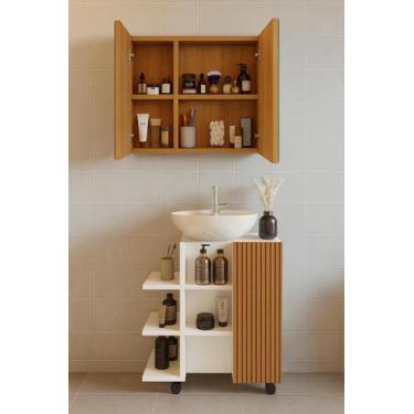 Imagem de Conjunto Para Banheiro Gabinete Classic e Espelheira Klein Suspensa - 