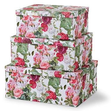 Imagem de Soul & Lane Caixas de armazenamento decorativas de papelão com tampas para decoração e organização de casa, conjunto de 3 caixas grandes de lembrança para lembranças e presentes, recipientes de
