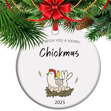 Imagem de Enfeites engraçados de galinha alegres, enfeites de galinha de Natal, enfeite de vida na fazenda, pintinho engraçado