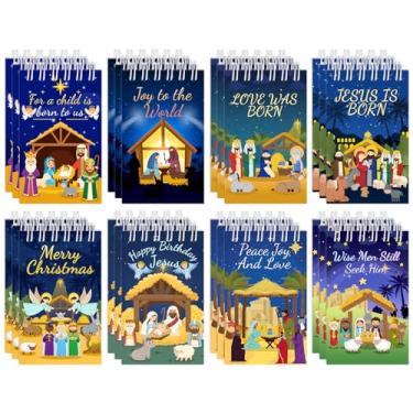 Imagem de 24 minicadernos de presépio, lembrancinhas religiosas de Natal, lembrancinhas de festa de Natal de Jesus, decorações de festa de Natal, blocos de notas de bolso de presépio em espiral para recompensas