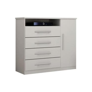 Imagem de Cômoda para Quarto com Sapateira 4 Gavetas - Diamante-Branco - Móveis Leifer