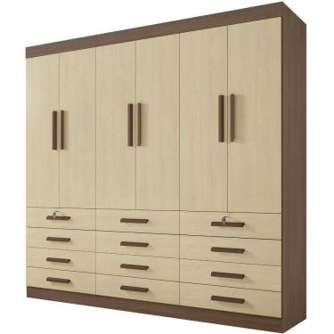 Imagem de Guarda Roupa Mônaco Plus Castanho Linho 6 Portas 12 Gavetas D?doro