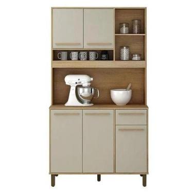 Imagem de Armário de cozinha ametista 5 portas com gaveta reforçado cor off whit