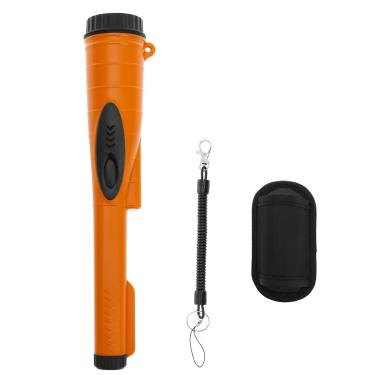 Imagem de WhSunVo Detector de metais à prova d'água, com bolsa de armazenamento suspensa, haste de ponteiro de pino portátil de detecção de 360° para tesouro de praia ao ar livre (laranja)