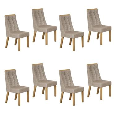 Imagem de Conjunto 8 Cadeiras para Sala de Jantar Luna Bege