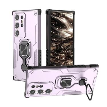 Imagem de SORAKA Capa para Samsung Galaxy S24 Ultra com suporte metálico giratório de 360 graus peça de ferro magnética para suporte magnético para telefone de carro