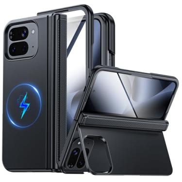 Imagem de CENMASO Capa magnética dobrável para Google Pixel 10 Pro com suporte, proteção de dobradiça, suporte oculto, protetor de tela, capa de telefone fina à prova de choque para Pixel 10 Pro Fold (preto)