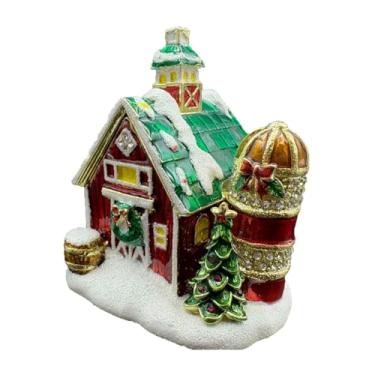 Imagem de Generic Escultura de casa de vila natalina, caixa de joias, artesanato de liga de zinco, pequena caixa de lembranças, decoração de natal