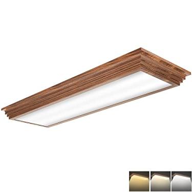Imagem de FAITHSAIL Luminária LED de 2FT com 3000 K/4000 K/5000K CCT selecionável regulável 2 pés LED linear com aparência de madeira 30W 3300LM montagem embutida teto envolvente para cozinha, quarto