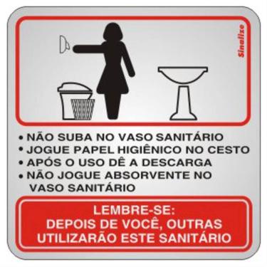 Imagem de Placa de Alumínio Auto-Adesiva 15x15cm Educativa Feminina - 120 AI - SINALIZE