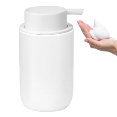 Imagem de TOOZFO Dispensador de espuma de sabão de cerâmica com bomba fácil de pressionar dispensador de espuma manual para xampu bancada de banheiro 382 g