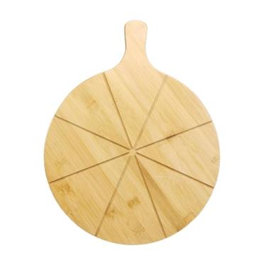 Imagem de IEUDNS Tábua de corte para pizza, tábua de servir com alça, preparação de alimentos, design fácil de limpar, bandeja para servir queijo, bandeja para pizza, Diâmetro 30cm