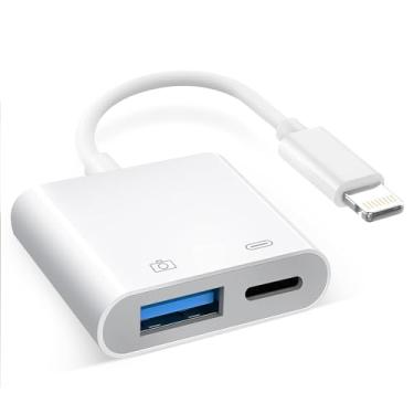 Imagem de [Certificado Apple MFi] Adaptador de câmera Lightning para USB com porta de carregamento, cabo USB 3.0 fêmea OTG portátil para iPad para conectar leitor de cartão USB Flash Drive, compatível com