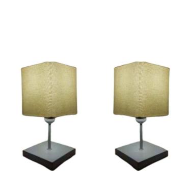 Imagem de Abajures Quadrados Md-2008br Cúpula Tecido Algodão Crú