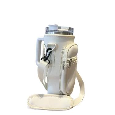 Imagem de Bolsa Porta Garrafas De Água Compatível Com Copo 40oz 1,2 Litro Para Celular Chaveiro Com Alça De Ombro Ajustável(Branco)