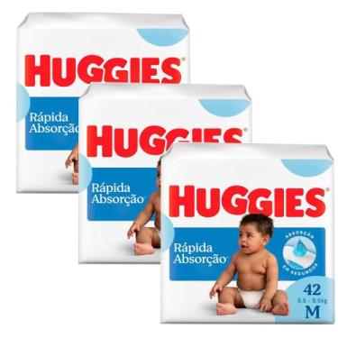 Imagem de Kit 3 Fralda Huggies Tripla Proteção Tamanho M Pacote Mega 42 Fraldas 