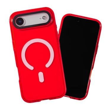 Imagem de SteepLab Capa de barreira magnética para iPhone 17 Air, compatível com MagSafe, proteção de 360 graus com absorção de impacto com ímãs integrados (morango vermelho elétrico)