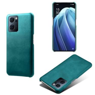Imagem de Capa para OPPO Find X5 Lite,Proteção contra quedas,Casca de volta de cor sólida simples,Design de couro de imitação de plástico-Green