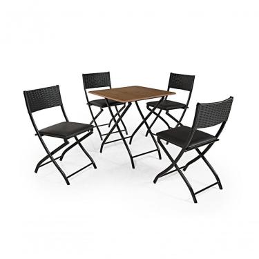 Imagem de Jogo Mesa Imbuia Dobravel Com 4 Cadeiras Dobravel Preto