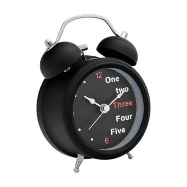 Imagem de INNOLIFE 7,6 cm, silencioso, silencioso, quartzo, analógico, retrô, vintage, campainha, despertador duplo com alarme alto e luz noturna (preto)