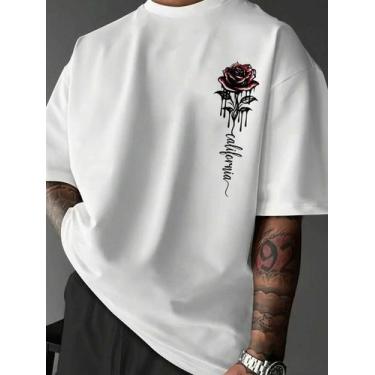 Imagem de Camiseta Casual Basica Flores Masculina Streetwear Moda Y2k - crushed,