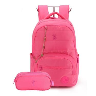 Imagem de Mochila Barbie Costas Escolar Meninas Juvenil E Estojo Rosa
