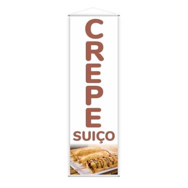 Imagem de Banner Crepe Suíço Preço Fundo Branco Comida Lona 100X30Cm