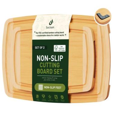 Imagem de Conjunto de tábuas de corte Socisen Bamboo Non-Slip Feet 28x22 cm