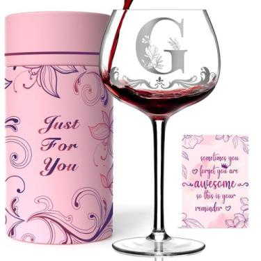 Imagem de Copo de vinho Gumry Personalizado Monogram Initial A-Z 480mL