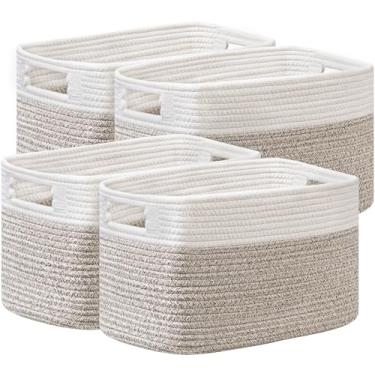 Imagem de UBBCARE Pacote com 4 cestas de prateleira, cestas de armazenamento de tecido maiores para organizar (35 cm C x 24 cm L x 23 cm A), organizador de cesta para brinquedos de cachorro, livros, roupas