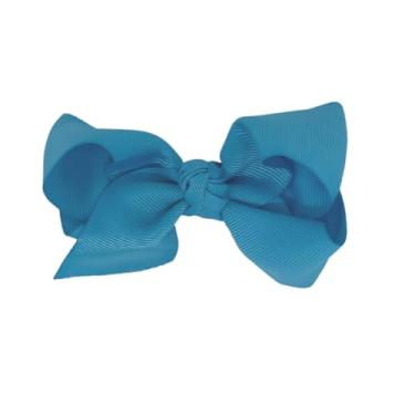 Imagem de Laço Boutique Infantil Tamanho P 7x3 Cm em Gorgorão com Presilha Bico de Pato e Diversas Cores (Turquesa)