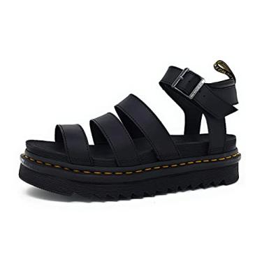 Imagem de Dr. Martens Sandália gladiadora feminina com fivela, Preto, 9